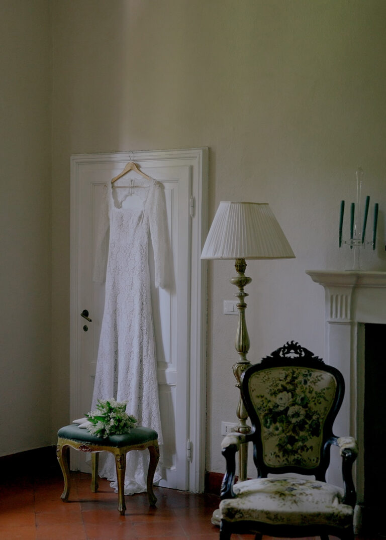 Destination Wedding Videographer Italy 2 Timeless bridal elegance inside a historic Italian villa surrounded by soft light and classic editorial atmosphere.